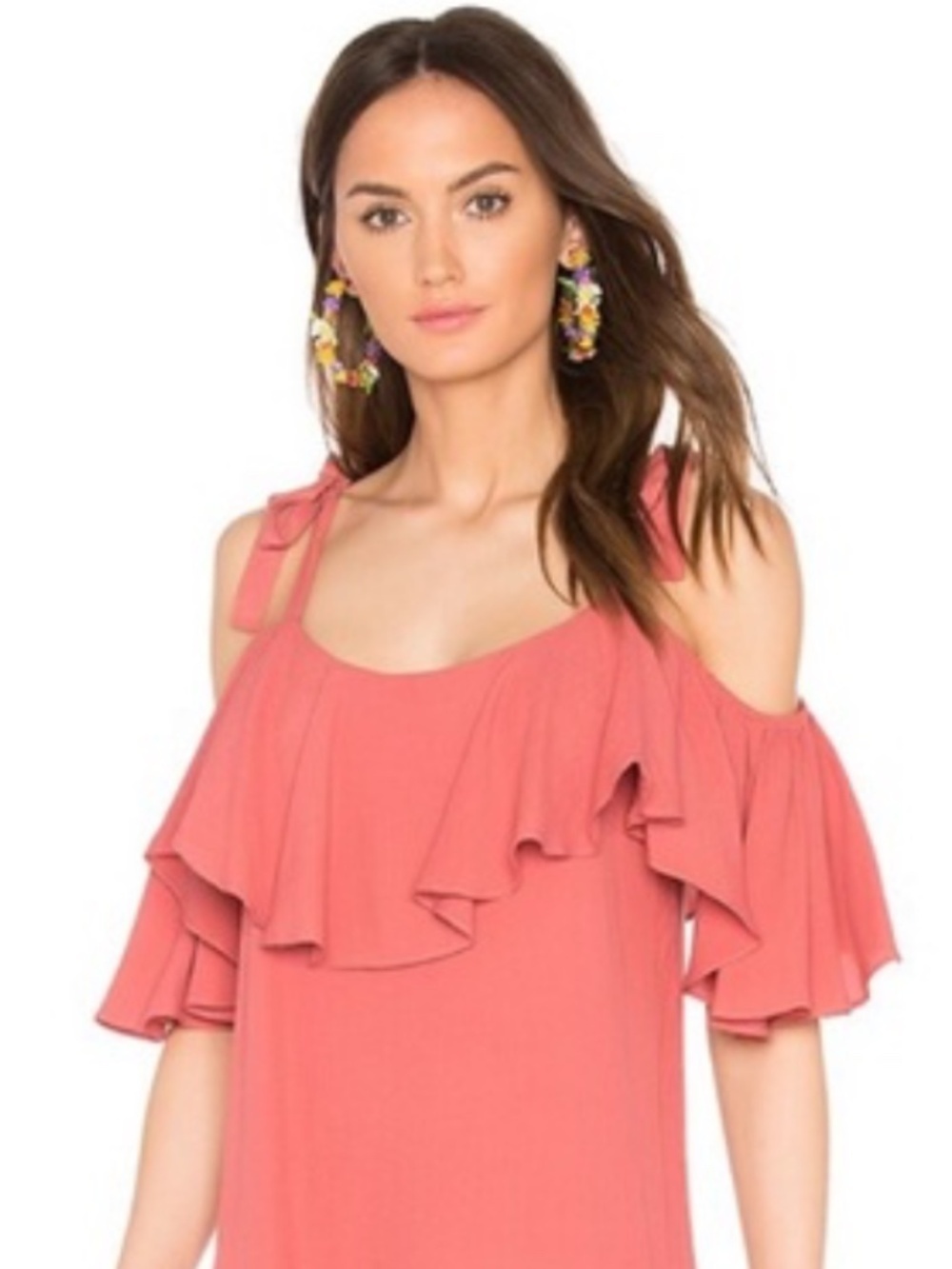 Misa Los Angeles Marina Cold Shoulder Ruffle Top XS